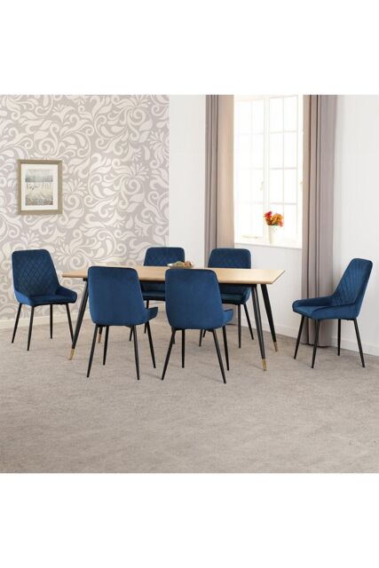 Seconique Hamilton Large Dining Set with Avery Chairs in Blue - image 1