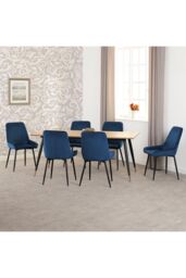 Seconique Hamilton Large Dining Set with Avery Chairs in Blue