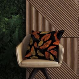 Warren Reed - Designer Orange Feather Leaves Outdoor Cushion - Size: 45 cm x 45 cm - thumbnail 2