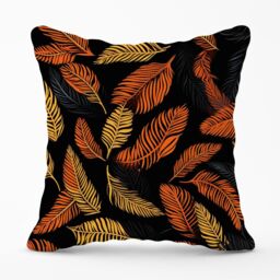 Warren Reed - Designer Orange Feather Leaves Outdoor Cushion - Size: 45 cm x 45 cm - thumbnail 1