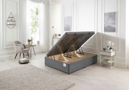Somnior Milbank Side Opening Storage Ottoman Bed in Plush Fabric in Charcoal - Size: King - thumbnail 1