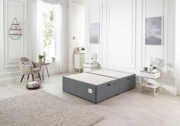 Somnior Milbank Side Opening Storage Ottoman Bed in Plush Fabric in Charcoal - Size: King - thumbnail 2