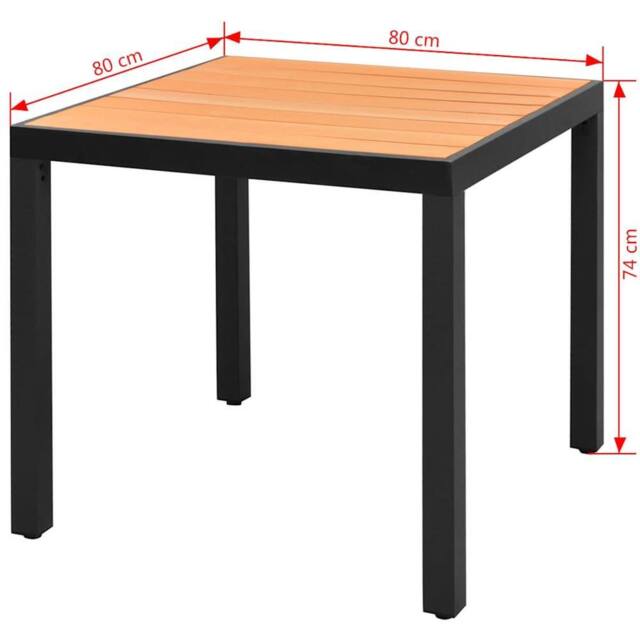 Berkfield Home Garden Table Brown 80x80x74 cm Aluminium & WPC - Size: 80 x 80 x 74 cm - image 1