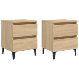 Berkfield Home Sturdy Bed Cabinets 2 pcs Sonoma Oak 40x35x50 cm Engineered Wood in Light Tan - Size: 40 x 35 x 50 cm - thumbnail 3