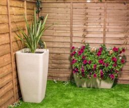 Primrose Stone Effect Resin Indoor Outdoor Flared Planter Trough in Grey 76cm - thumbnail 4