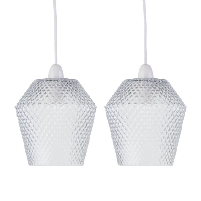 First Choice Lighting Set of 2 Porter - Clear Textured Glass Easy Fit Pendant Shades - image 1