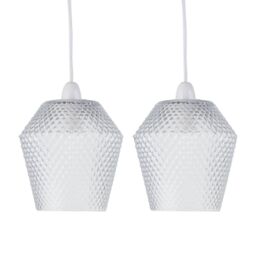 First Choice Lighting Set of 2 Porter - Clear Textured Glass Easy Fit Pendant Shades - thumbnail 1