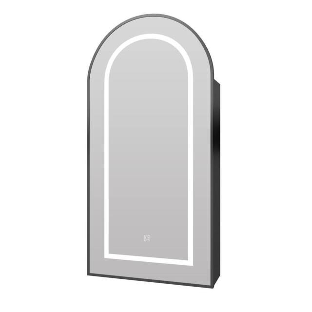KEEPREAPER Arched Black LED Bathroom Mirror Cabinet 40x80 Shaver Socket 2 Shelves - image 1