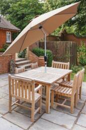 Glamhaus Khaki Garden Table Tilting Parasol Crank Waterproof Umbrella 2.7M - thumbnail 5