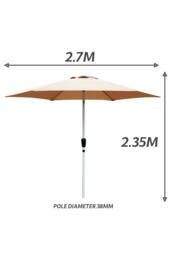 Glamhaus Khaki Garden Table Tilting Parasol Crank Waterproof Umbrella 2.7M - thumbnail 3