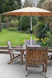 Glamhaus Khaki Garden Table Tilting Parasol Crank Waterproof Umbrella 2.7M - thumbnail 6