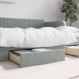 Berkfield Home Bed Storage Drawers 2 pcs Light Grey Engineered Wood & Velvet - thumbnail 2
