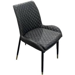 IH Design Leather Steel Legs Dining Chairs Grey (Set of 2) in Dark Grey - thumbnail 3