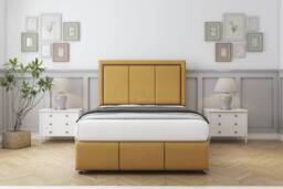 "Comfort Beds Savoy Plush Divan Set 2 Drawers-54"" Headboard-Footboard in Mustard - Size: King" - thumbnail 1