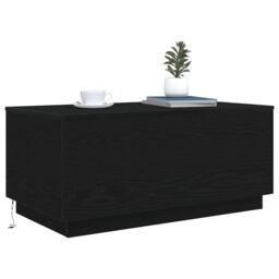 Berkfield Home Coffee Table with LED Lights Black Oak 90x50x40 cm - Size: 90 x 50 x 40 cm - thumbnail 6