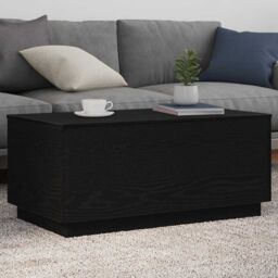 Berkfield Home Coffee Table with LED Lights Black Oak 90x50x40 cm - Size: 90 x 50 x 40 cm - thumbnail 4