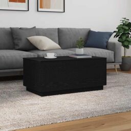 Berkfield Home Coffee Table with LED Lights Black Oak 90x50x40 cm - Size: 90 x 50 x 40 cm - thumbnail 5