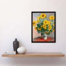 Artery8 Claude Monet Framed Wall Art Print Bouquet of Sunflowers Painting - Size: A4 - thumbnail 2