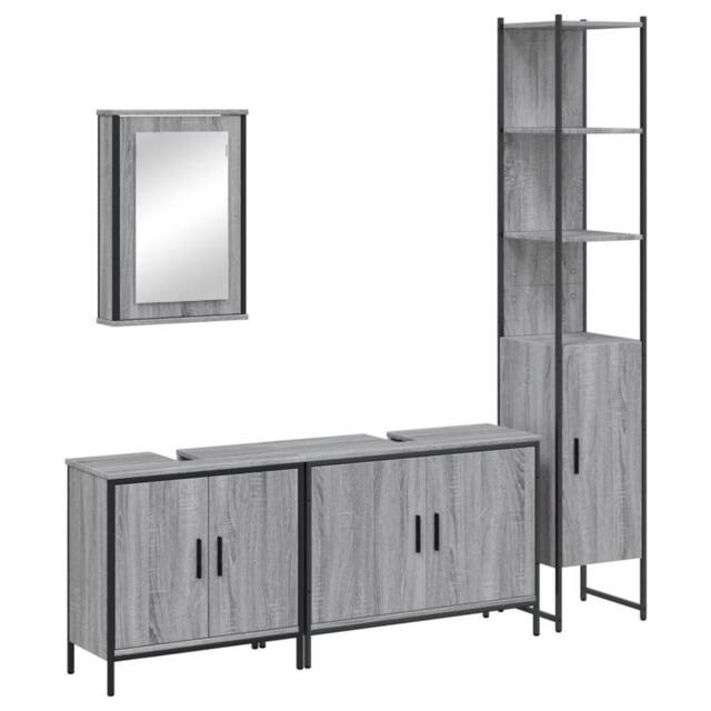Berkfield Home 4 Piece Bathroom Furniture Set Grey Sonoma Engineered Wood - image 1