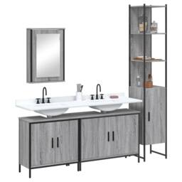Berkfield Home 4 Piece Bathroom Furniture Set Grey Sonoma Engineered Wood - thumbnail 2