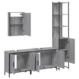 Berkfield Home 4 Piece Bathroom Furniture Set Grey Sonoma Engineered Wood - thumbnail 5