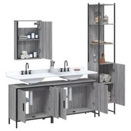 Berkfield Home 4 Piece Bathroom Furniture Set Grey Sonoma Engineered Wood - thumbnail 4