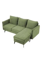 Living and Home 3-Seater Green Upholstered Corner Sectional Sofa - thumbnail 2