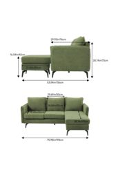 Living and Home 3-Seater Green Upholstered Corner Sectional Sofa - thumbnail 6