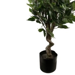 Leaf 110cm Artificial Evergreen Ficus Tree in Green - thumbnail 3
