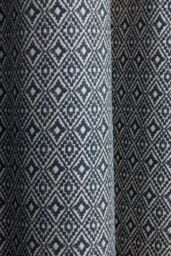 Sundour Aztec Pencil Pleat Fully Lined Ready Made Taped Top Curtain Pair in Navy - Size: 168 cm width x 183 cm drop - thumbnail 4