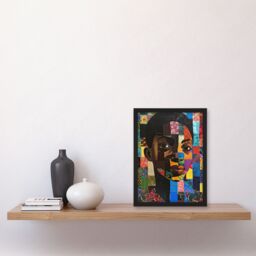 Artery8 Colourful Patchwork Black Woman Portrait Beauty Framed Art Print - Size: A4 - thumbnail 4