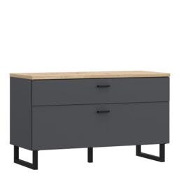 Furniture To Go Klara TV Unit with 1 Drawer 1 Flip Door in Grey & Oak - thumbnail 1