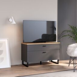 Furniture To Go Klara TV Unit with 1 Drawer 1 Flip Door in Grey & Oak - thumbnail 5