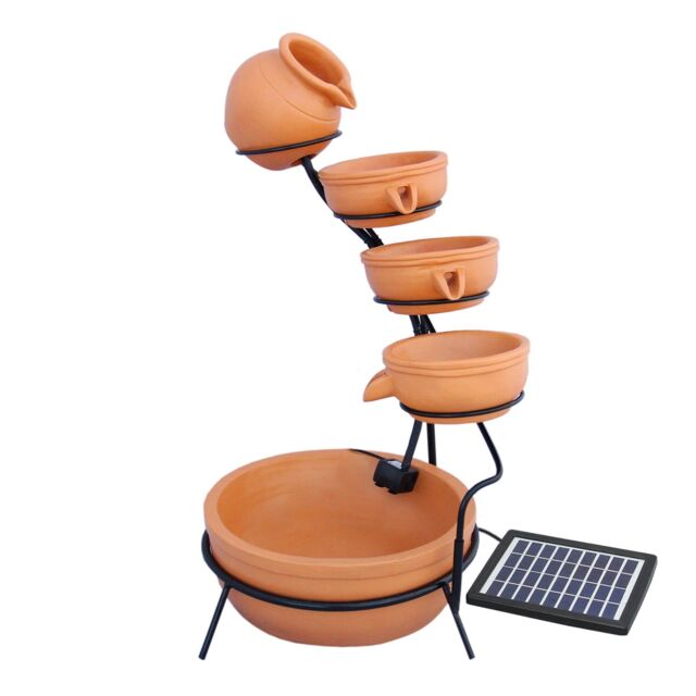 Monstershop Terracotta 4 Tier Spilling Bowls Water Feature - image 1