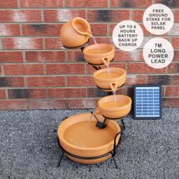 Monstershop Terracotta 4 Tier Spilling Bowls Water Feature in Brown - thumbnail 4