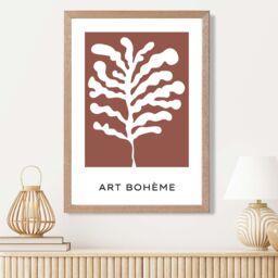 ARTZE Red & White Matisse Style Floral Cutout Framed Print SIZE: A4 with Oak Frame - thumbnail 2
