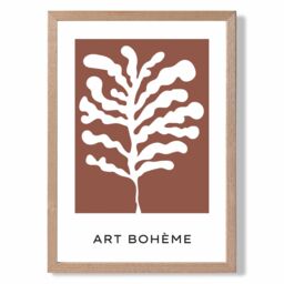 ARTZE Red & White Matisse Style Floral Cutout Framed Print SIZE: A4 with Oak Frame