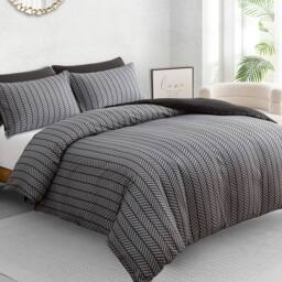 Pamposh Luxury Duvet Cover Set King Size Reversible Bedding Sets in Black - thumbnail 2