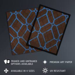 Artery8 Vintage Geometric Textile Pattern Framed Wall Art Print Furuya Korin in Blue - Size: A4 - thumbnail 2