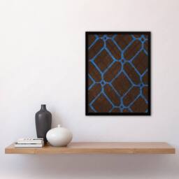 Artery8 Vintage Geometric Textile Pattern Framed Wall Art Print Furuya Korin in Blue - Size: A4 - thumbnail 4