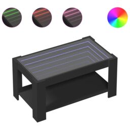 Berkfield Home Coffee Table with LED Black 93x53x45 cm Engineered Wood - Size: 93 x 53 x 45 cm - thumbnail 2