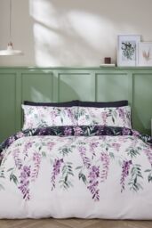 Catherine Lansfield 'Wisteria Floral' Duvet Set in White - Size: Single - thumbnail 2