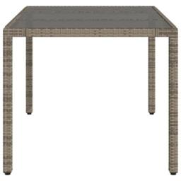 Berkfield Home Garden Table with Glass Top Grey 150x90x75 cm Poly Rattan - Size: 150 x 90 x 75 cm - thumbnail 5