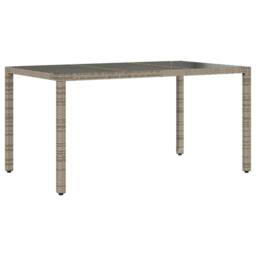 Berkfield Home Garden Table with Glass Top Grey 150x90x75 cm Poly Rattan - Size: 150 x 90 x 75 cm - thumbnail 6
