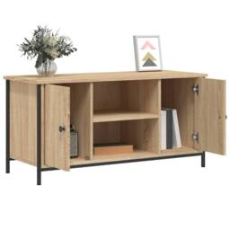 Berkfield Home TV Cabinet Sonoma Oak 100x40x50 cm Engineered Wood in Light Oak - Size: 100 x 40 x 50 cm - thumbnail 4