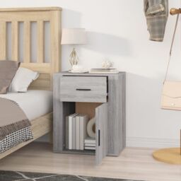 Berkfield Home Bedside Cabinet Grey Sonoma 50x36x60 cm Engineered Wood - Size: 50 x 36 x 60 cm - thumbnail 3