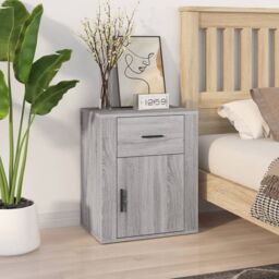 Berkfield Home Bedside Cabinet Grey Sonoma 50x36x60 cm Engineered Wood - Size: 50 x 36 x 60 cm - thumbnail 1