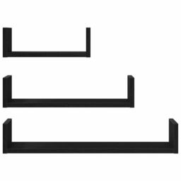 Berkfield Home Wall Shelves 3 pcs Black Oak Engineered Wood - thumbnail 5