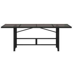 Berkfield Home Garden Table with Glass Top Black 190x80x74 cm Poly Rattan - Size: 190 x 80 x 74 cm - thumbnail 4
