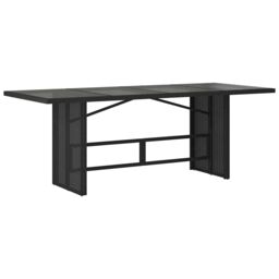 Berkfield Home Garden Table with Glass Top Black 190x80x74 cm Poly Rattan - Size: 190 x 80 x 74 cm - thumbnail 2